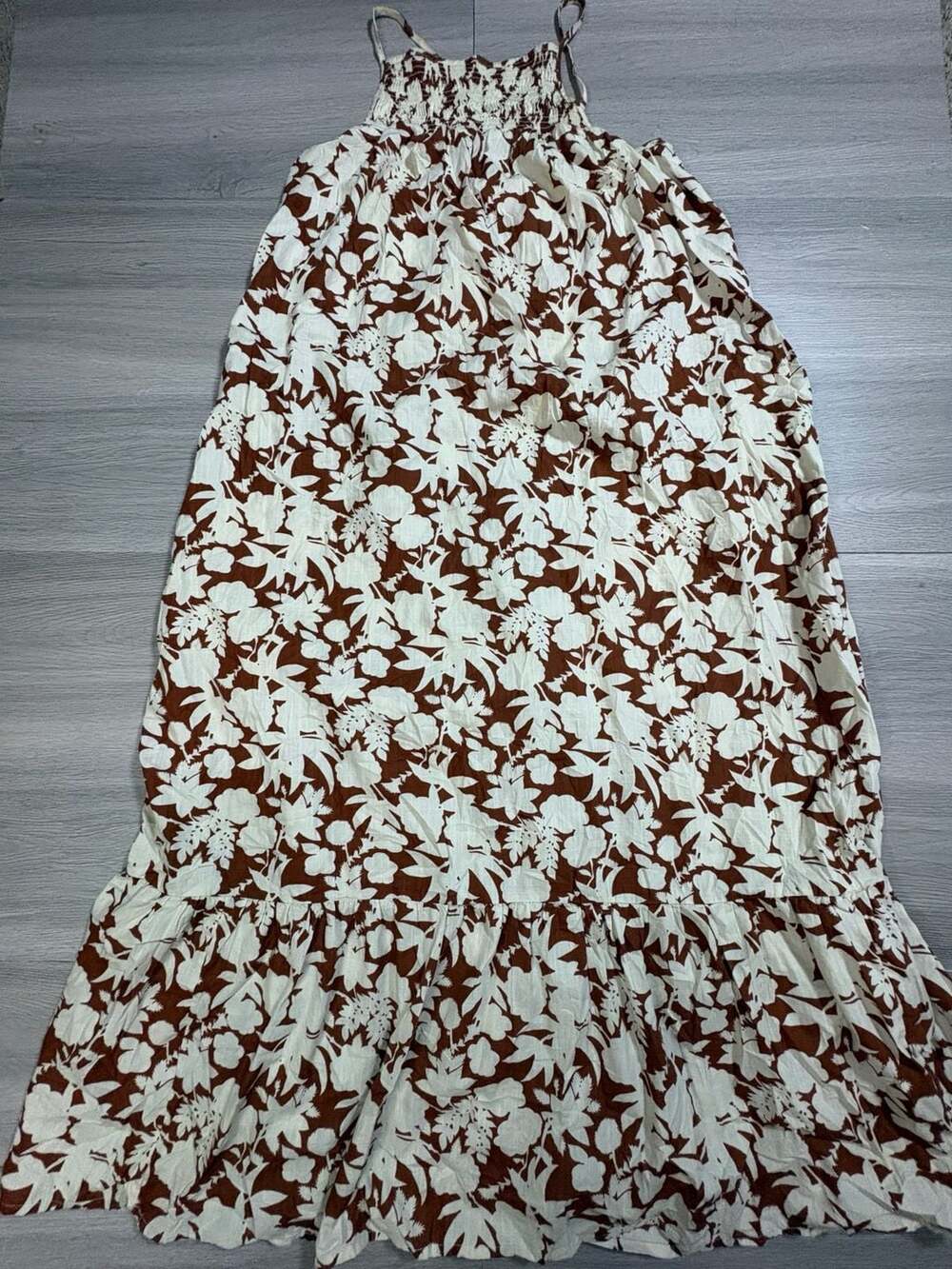 Universal Thread Womens Sleeveless Tiered Dress Brown Floral Size S